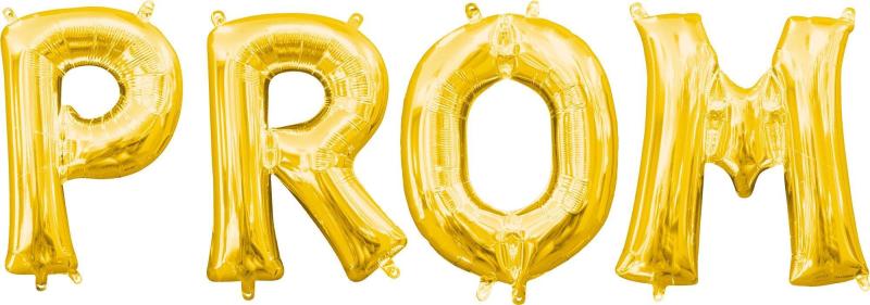 13In Air-Filled Gold Prom Letter Balloon Kit 4Pc  |  Letter Letter Letter