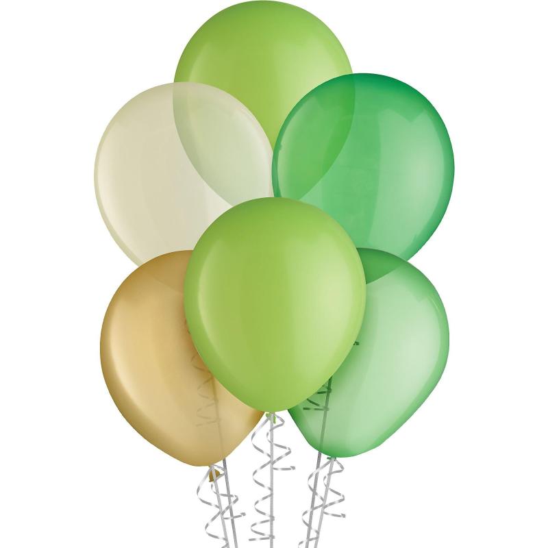 15Ct, 11In, Natural 5-Color Mix Latex Balloons – Greens, Gold & White  |  Shop by Color Shop by Color Shop by Color