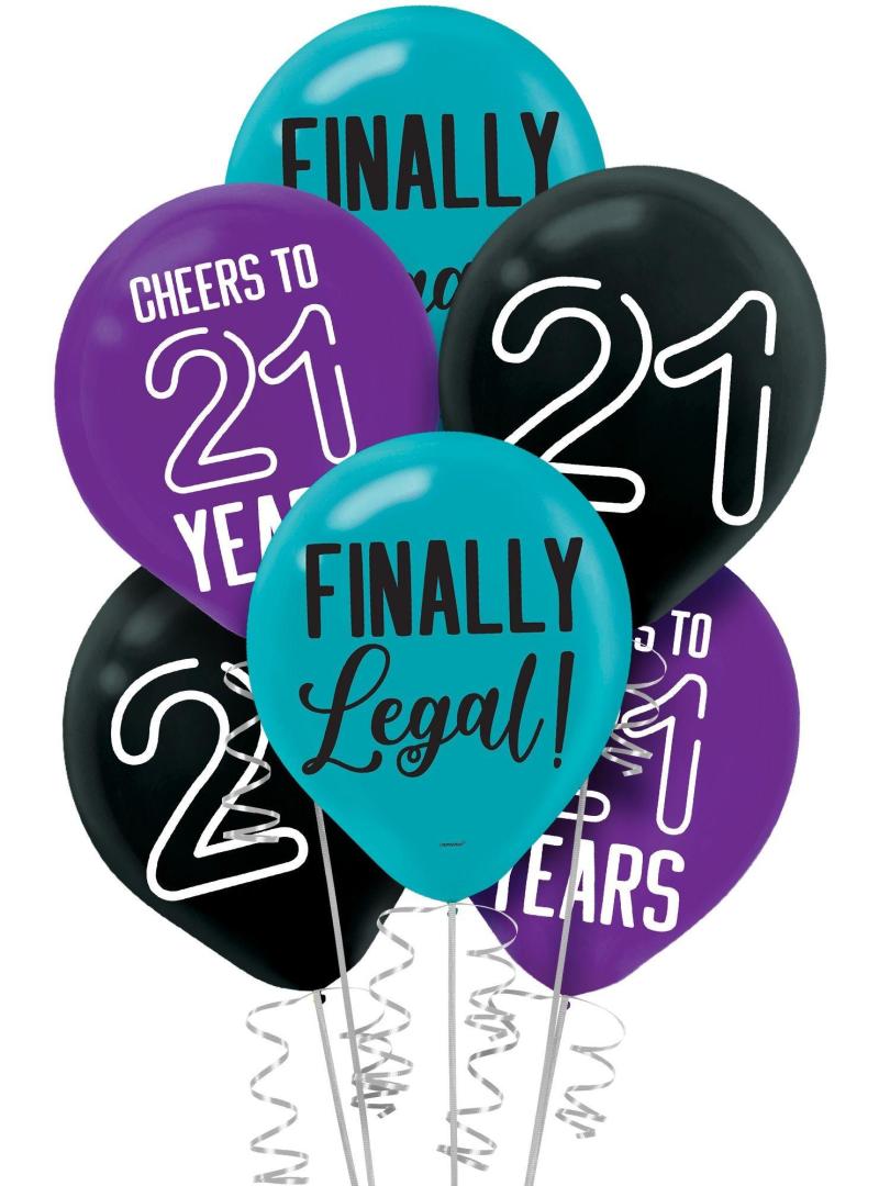 15Ct, 12In, Finally 21 Birthday Balloons  |  Milestone Milestone Milestone