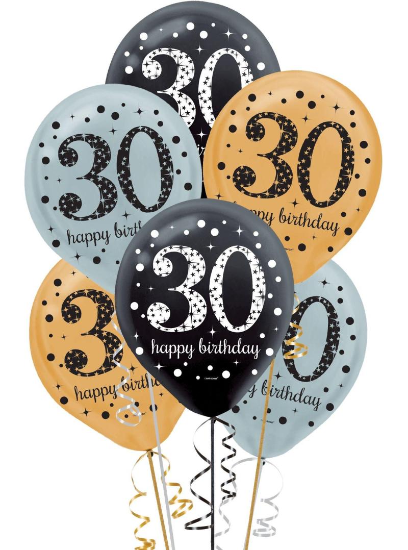 15Ct, 30Th Birthday Balloons – Sparkling Celebration  |  Milestone Milestone Milestone