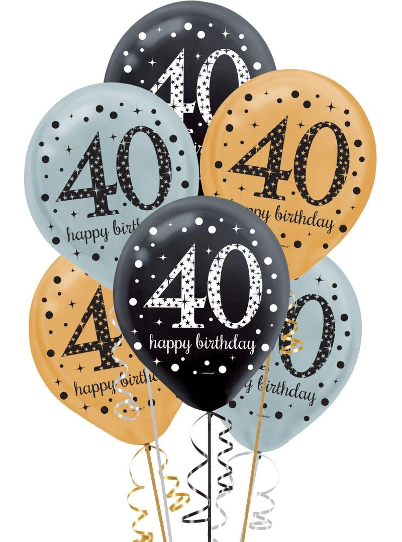 15Ct, 40Th Birthday Balloons – Sparkling Celebration  |  Milestone Milestone Milestone