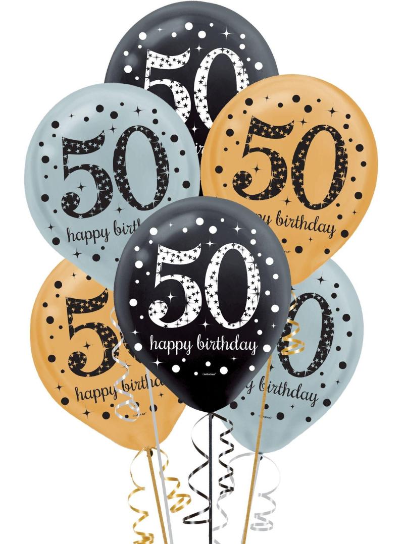 15Ct, 50Th Birthday Balloons – Sparkling Celebration  |  Milestone Milestone Milestone