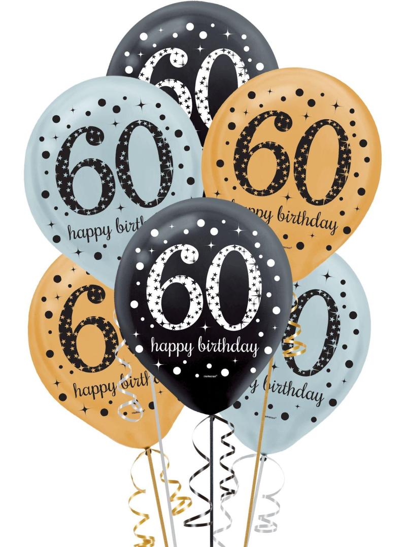 15Ct, 60Th Birthday Balloons – Sparkling Celebration  |  Milestone Milestone Milestone