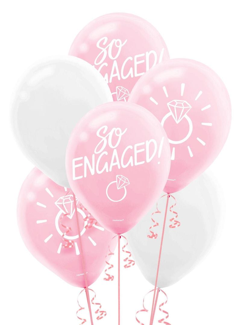 15Ct, Blush & White So Engaged Balloons  |  Latex Latex Latex