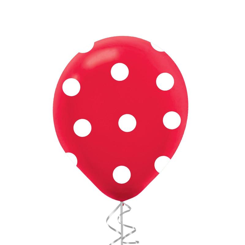 1Ct, 12In, Red Polka Dot Latex Balloon  |  Shop by Color Shop by Color Shop by Color