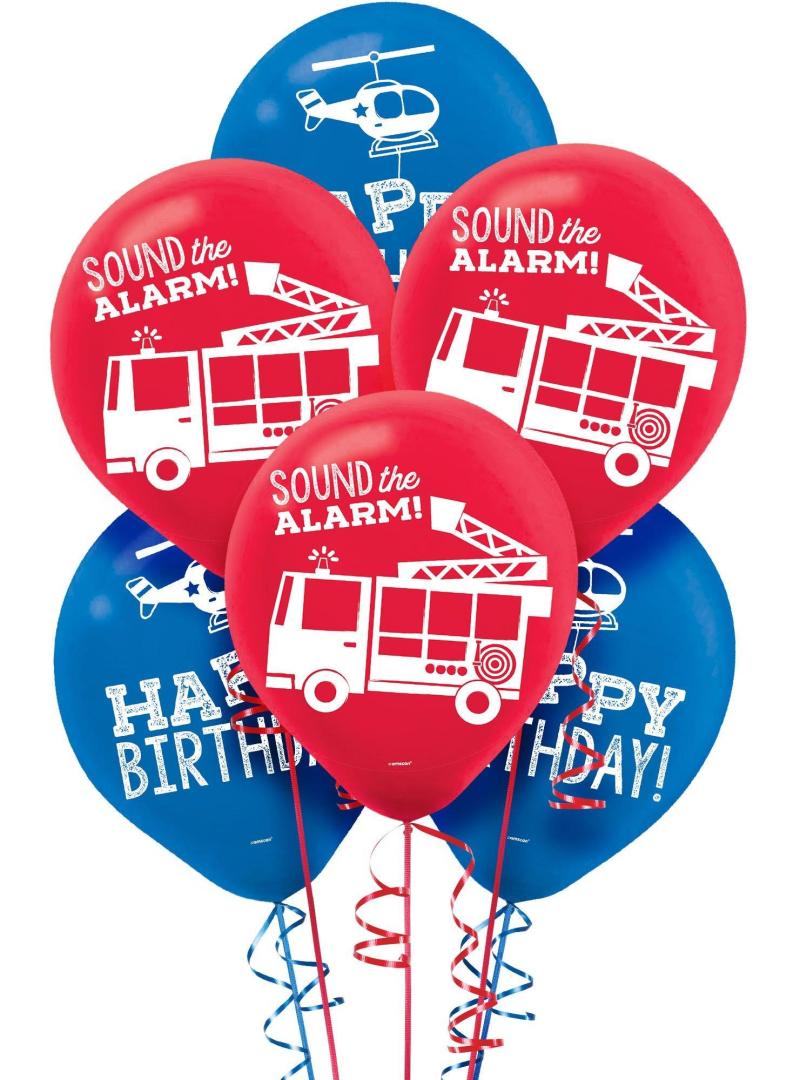 6Ct, 12In, First Responders Birthday Latex Balloons  |  Latex Latex Latex