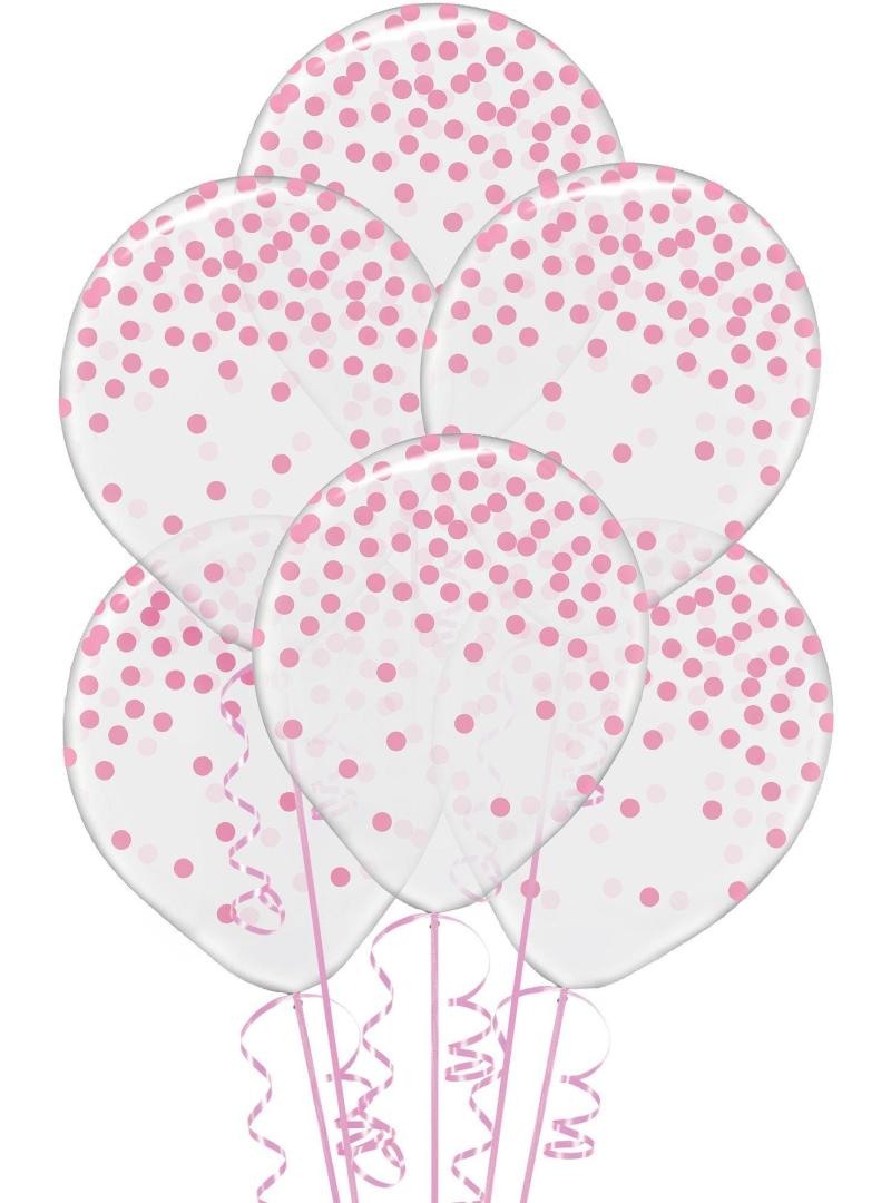 6Ct, 12In, Transparent & Pink Dot Balloons  |  Shop by Color Shop by Color Shop by Color