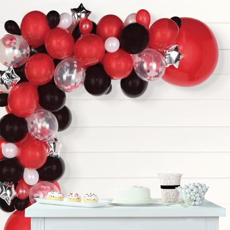 Air-Filled Red, Black & White Star Balloon Garland Kit  |  Shop by Type Shop by Type Shop by Type