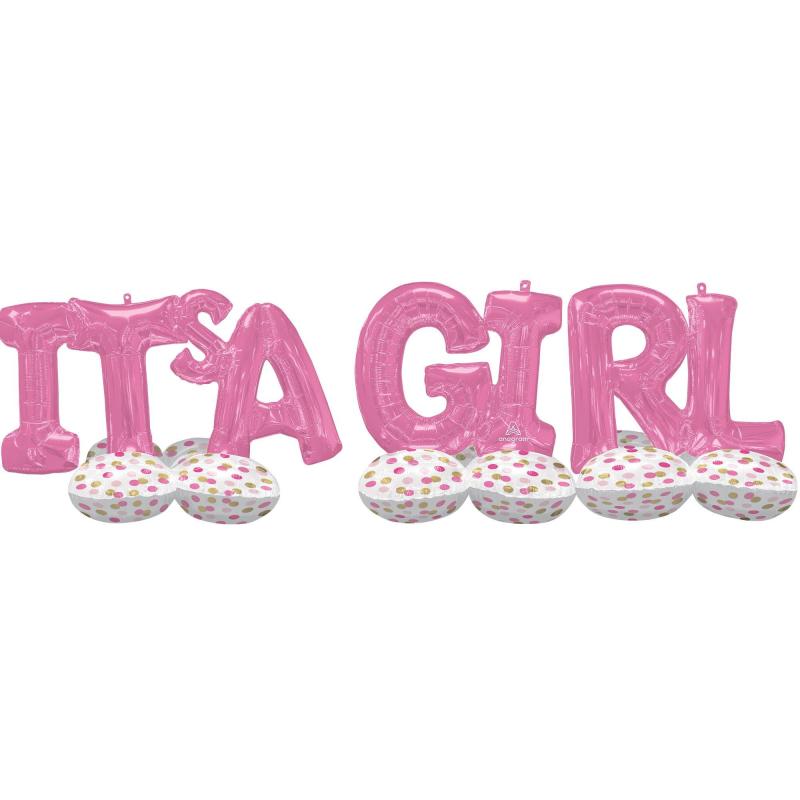 Airloonz It&Rsquo;S A Girl Balloon Phrase Yard Decoration Kit  |  Letter Letter