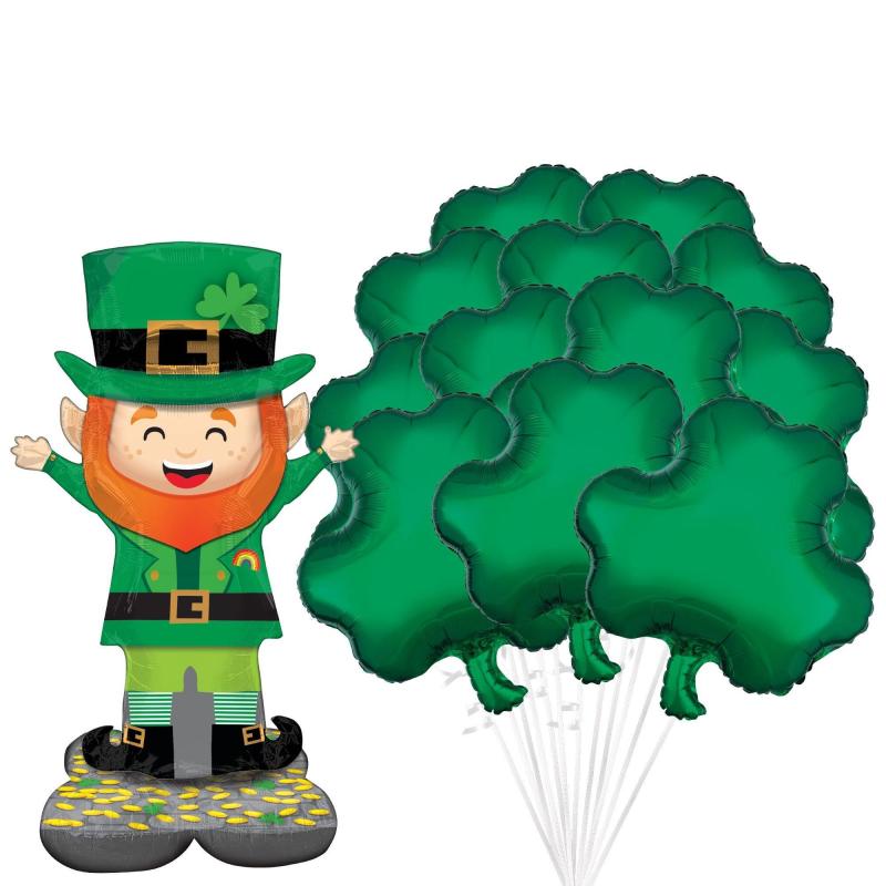 Airloonz Leprechaun & Shamrock Balloon Bouquet Set, 13Pc – St. Patrick’S Day  |  Giant Giant Giant