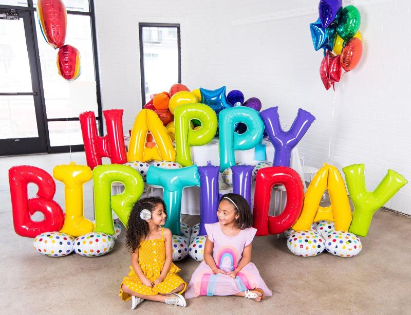 Airloonz Multicolor Happy Birthday Balloon Phrase Yard Decoration Kit  |  Letter Letter Letter