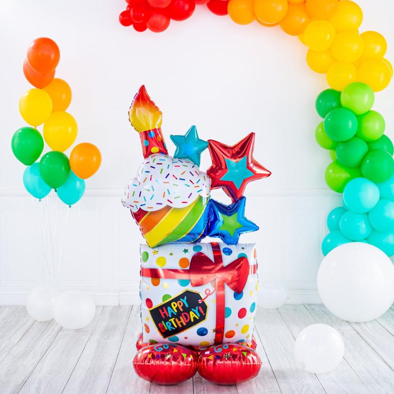 Airloonz Stacked Birthday Icons Balloon, 55In  |  Giant Giant Giant