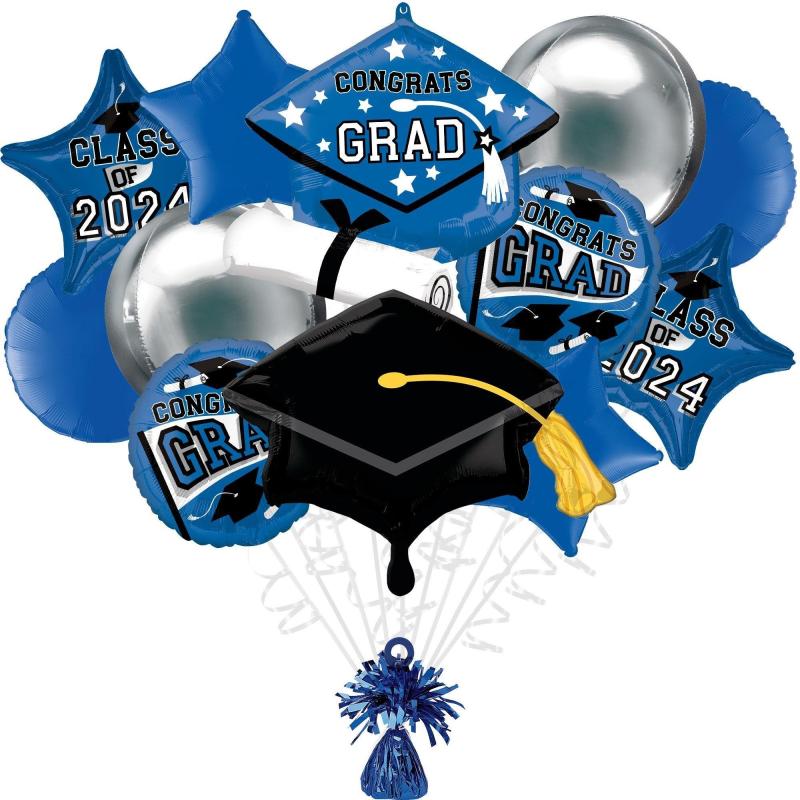 Blue Congrats Grad Foil Balloon Bouquet, 13Pc, Premium – True To Your School  |  Shop by Type Shop by Type Shop by Type