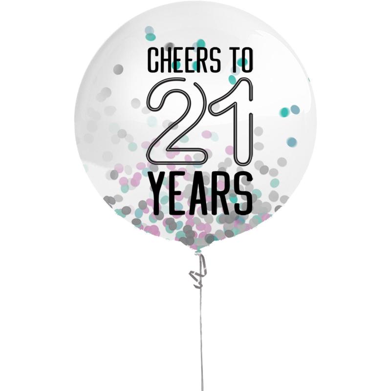 Finally 21 Birthday Confetti Balloon, 24In  |  Milestone Milestone Milestone