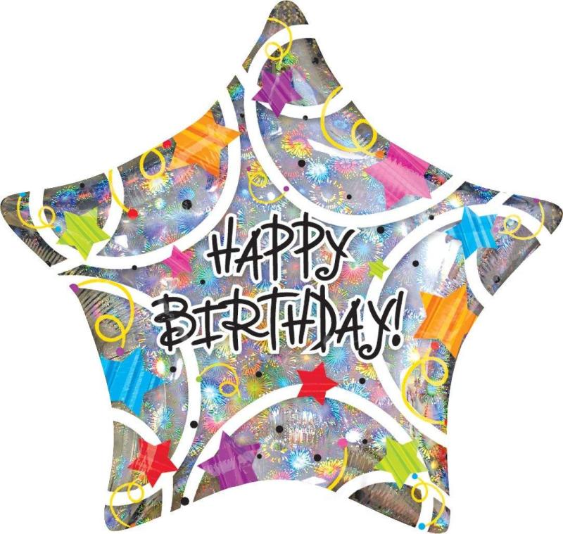 Holographic Star Happy Birthday Balloon  |  Giant Giant Giant