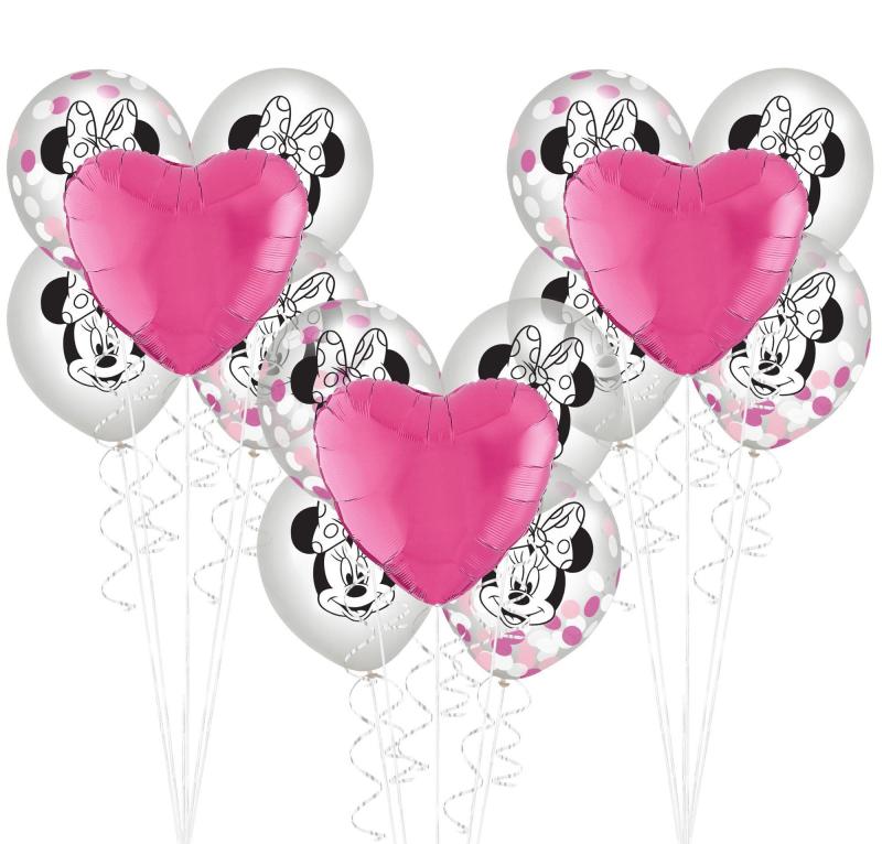 Minnie Mouse Forever Balloon Bouquet Supplies Pack – Kit Includes Heart Foil Balloons & Themed Latex Confetti Balloons  |  Characters Characters Characters