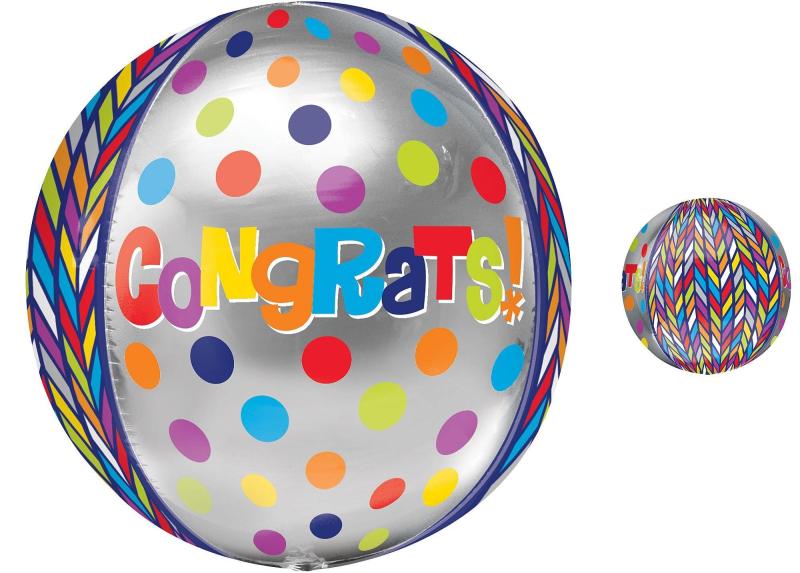 Orbz Dotty Geometric Congrats Balloon, 16In  |  Shop by Type Shop by Type Shop by Type