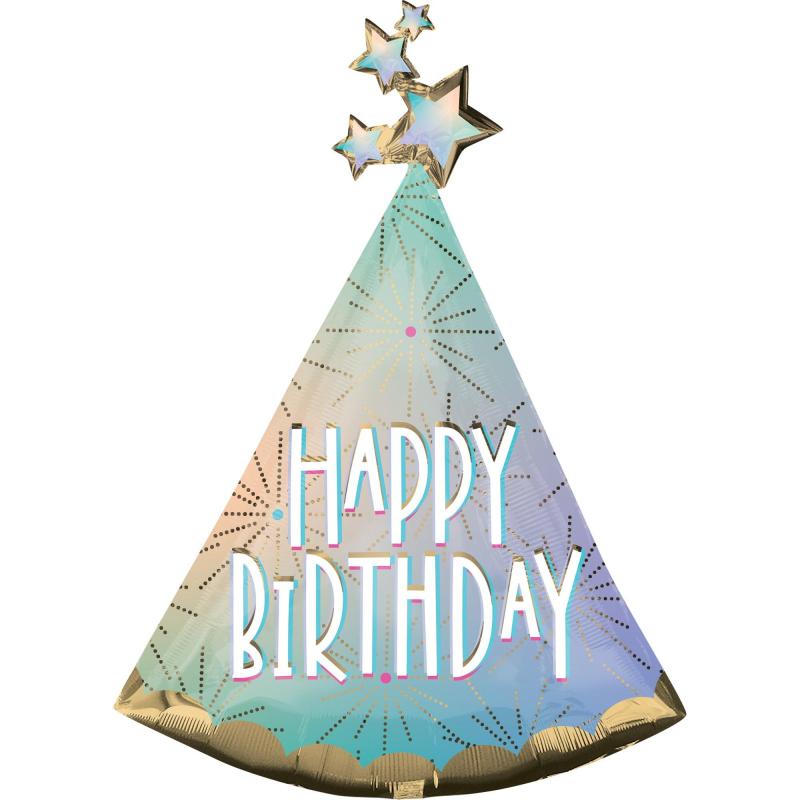 Pastel Dream Happy Birthday Party Hat-Shaped Foil Balloon, 27In X 36In  |  Giant Giant Giant