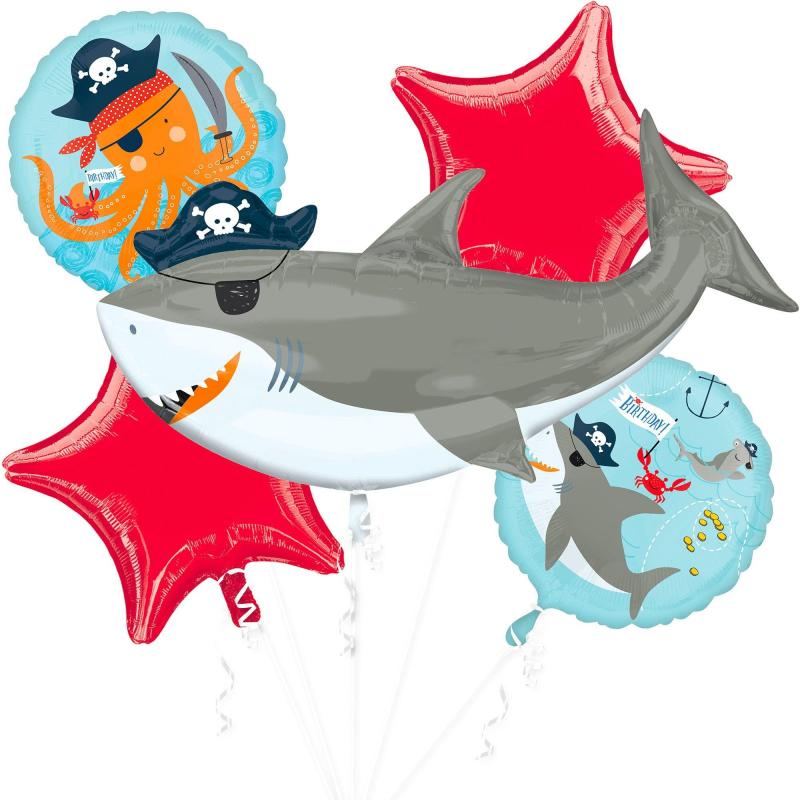 Pirate Shark Balloon Bouquet 5Pc  |  Balloon Bouquets Balloon Bouquets Balloon Bouquets