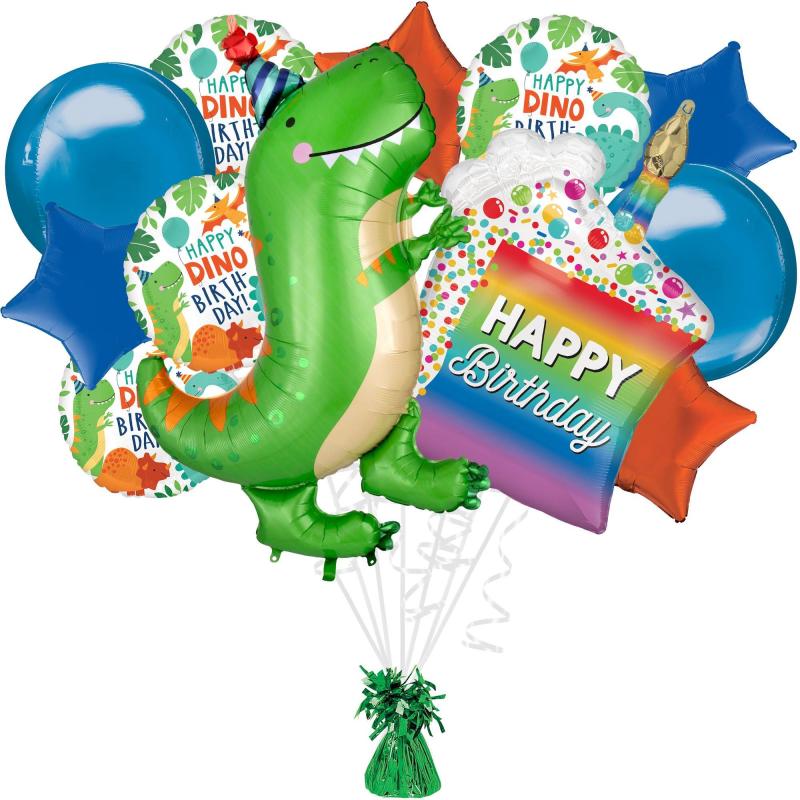 Premium Dino-Mite Birthday Balloon Bouquet With Balloon Weight, 13Pc  |  Balloon Bouquets Balloon Bouquets Balloon Bouquets