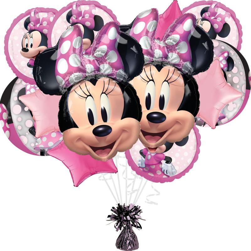 Premium Minnie Mouse Forever Foil Balloon Bouquet With Balloon Weight, 13Pc  |  Balloon Bouquets Balloon Bouquets Balloon Bouquets