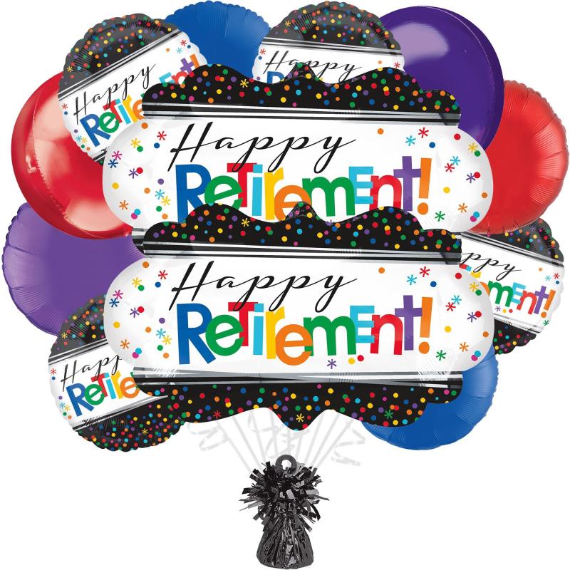 Premium Officially Retired Foil Balloon Bouquet With Balloon Weight, 13Pc  |  Balloon Bouquets Balloon Bouquets Balloon Bouquets