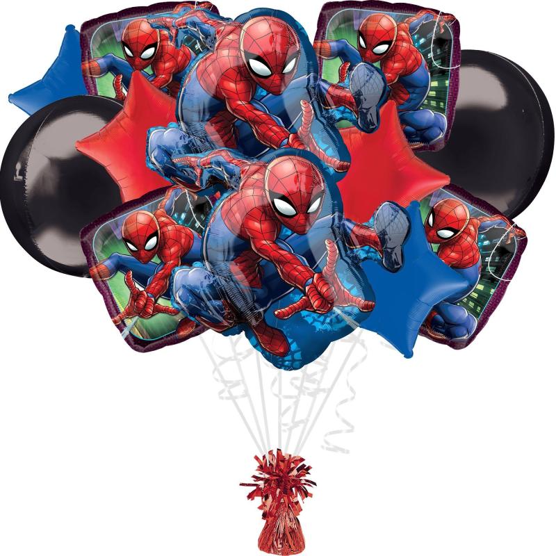 Premium Spider-Man Webbed Wonder Foil Balloon Bouquet With Balloon Weight, 13Pc  |  Balloon Bouquets Balloon Bouquets Balloon Bouquets