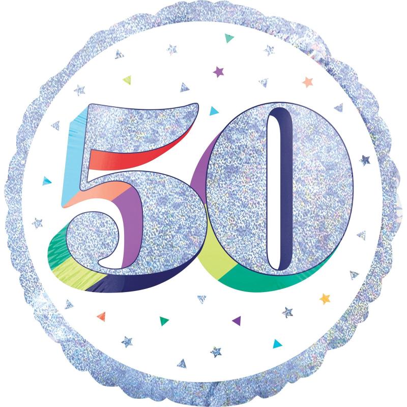 Prismatic Rainbow 50Th Birthday Balloon  |  Milestone Milestone Milestone