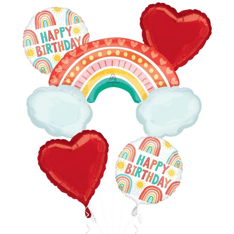 Retro Rainbow Foil Balloon Bouquet, 5Pc  |  Balloon Bouquets Balloon Bouquets Balloon Bouquets