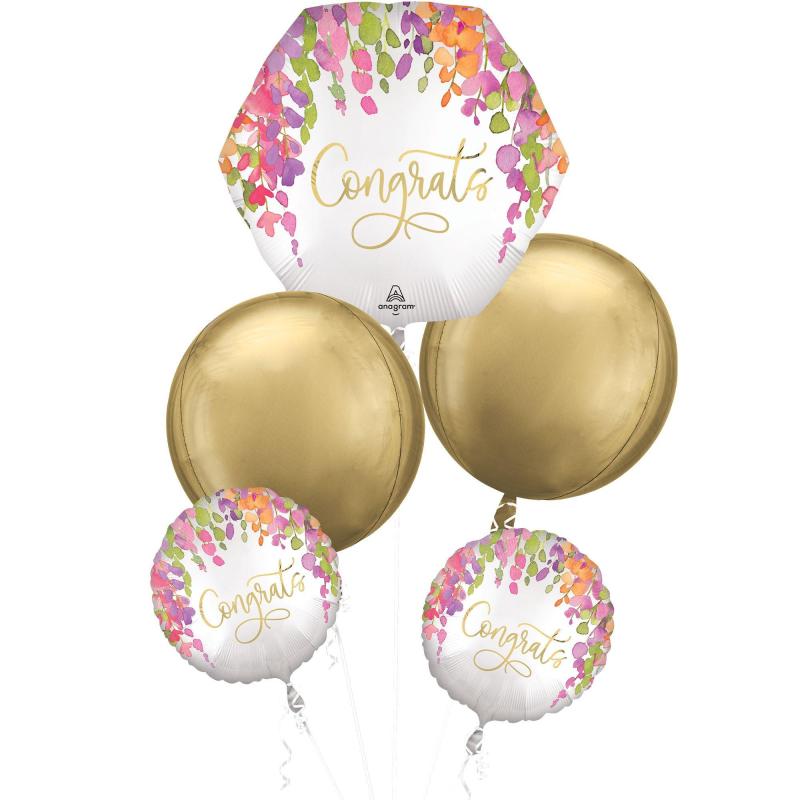 Romantic Floral Congrats Foil Balloon Bouquet, 5Pc  |  Balloon Bouquets Balloon Bouquets Balloon Bouquets