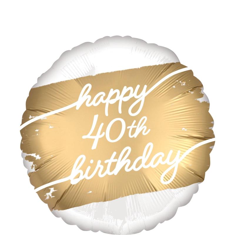 Satin Golden Age Happy 40Th Birthday Foil Balloon, 18In  |  Milestone Milestone Milestone