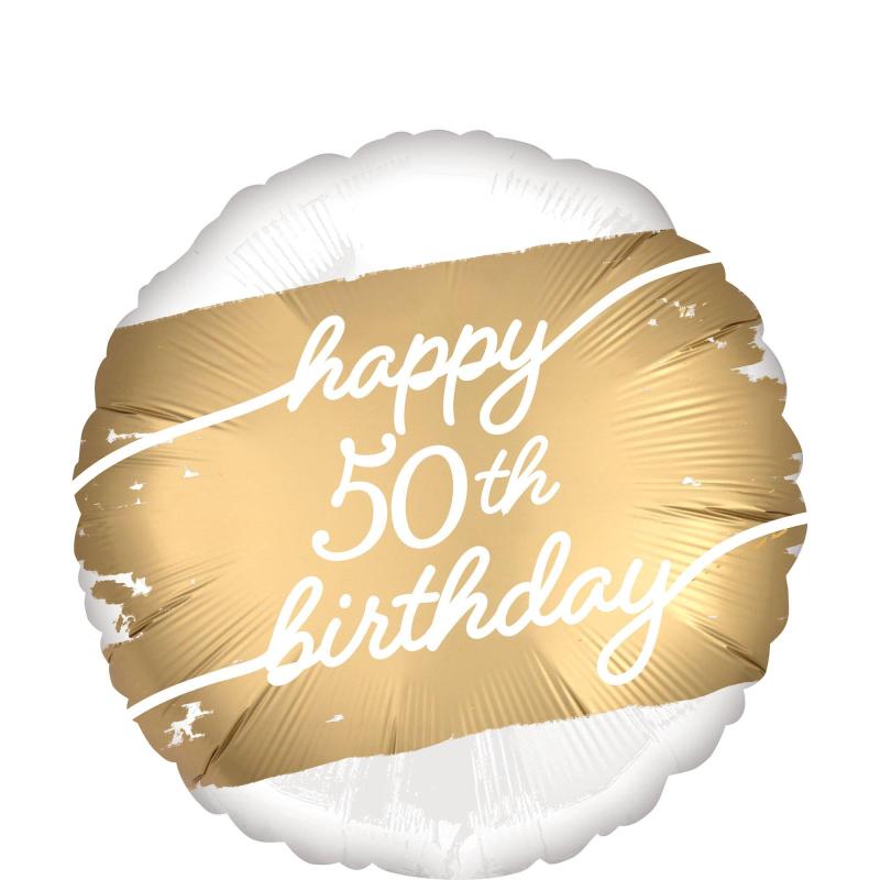 Satin Golden Age Happy 50Th Birthday Foil Balloon, 18In  |  Milestone Milestone Milestone