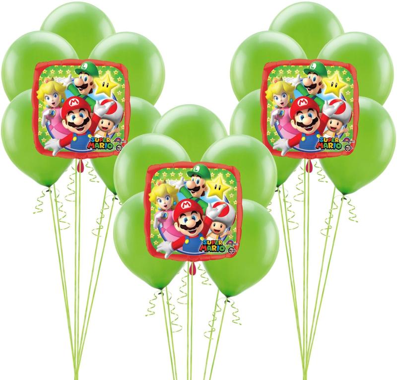 Super Mario Balloon Bouquet Supplies Pack – Kit Includes Themes Foil Balloons & Latex Balloons  |  Characters Characters Characters