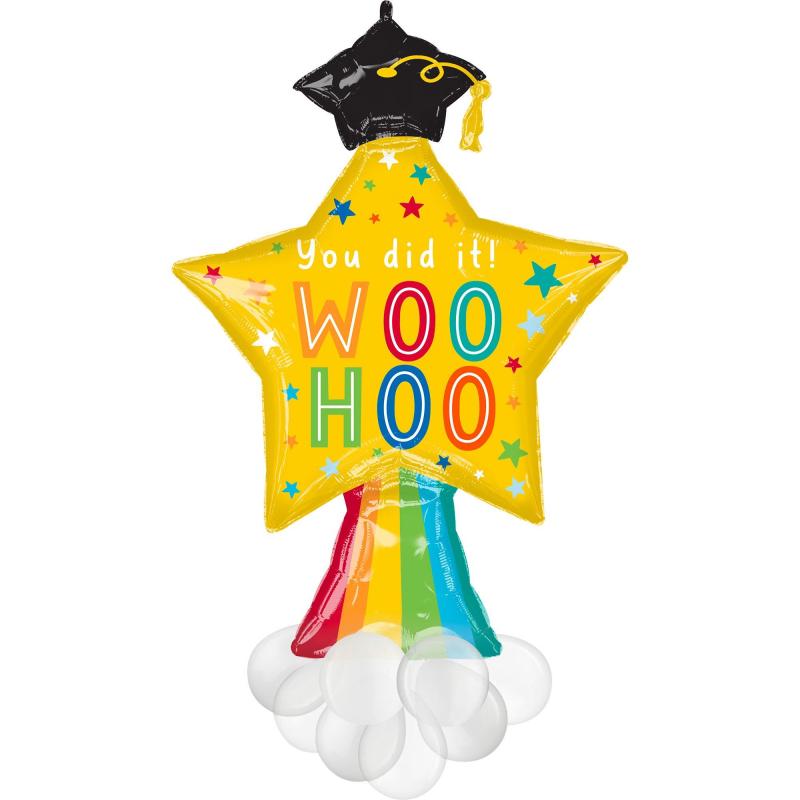 Woo Hoo Shooting Star Graduation Foil & Latex Balloon, 27In X 45In – Graduation Fun  |  Giant Giant Giant