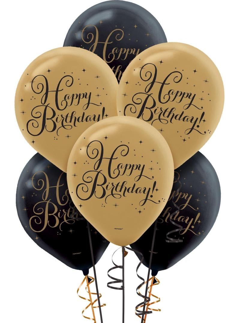 15Ct, Black & Gold Birthday Balloons  |  Shop by Color Shop by Color Shop by Color