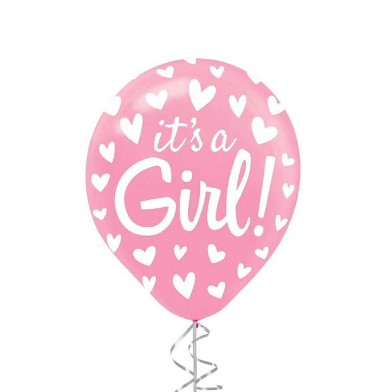 1Ct, 12In, Pink It’S A Girl Heart Gender Reveal Latex Balloon  |  Shop by Color Shop by Color Shop by Color