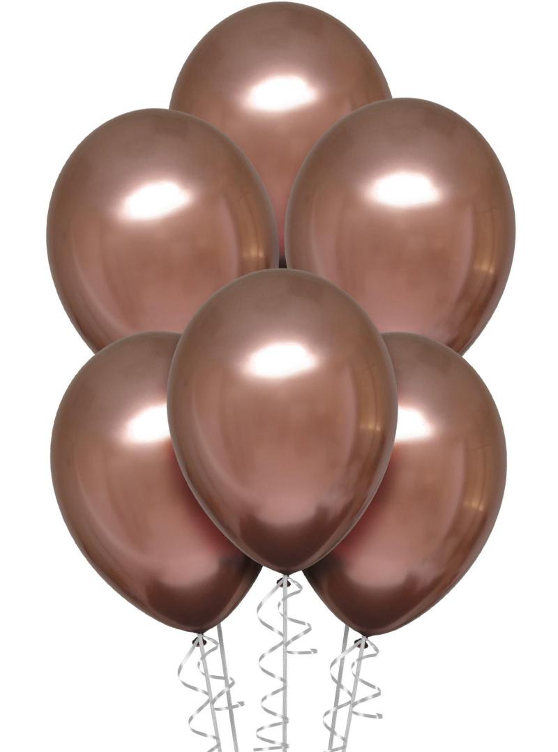 6Ct, 11In, Rose Copper Metallic Chrome Satin Luxe Latex Balloons  |  Shop by Color Shop by Color Shop by Color