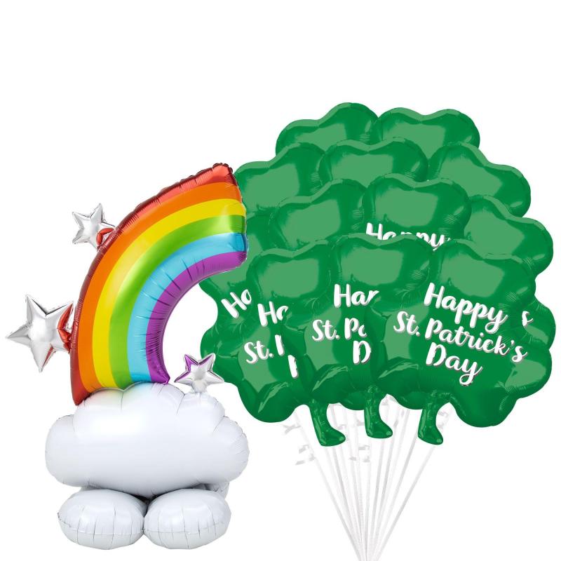 Airloonz Rainbow & Shamrock Balloon Bouquet Set, 13Pc – St. Patrick’S Day  |  Giant Giant Giant