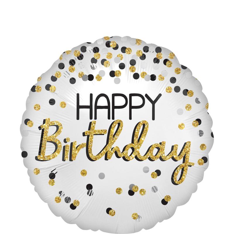 Black & Gold Glitter Happy Birthday Foil Balloon, 18In  |  Shop by Type Shop by Type Shop by Type