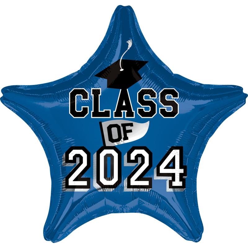 Blue Class Of 2024 Graduation Star Foil Balloon, 19In  |  Shop by Type Shop by Type Shop by Type