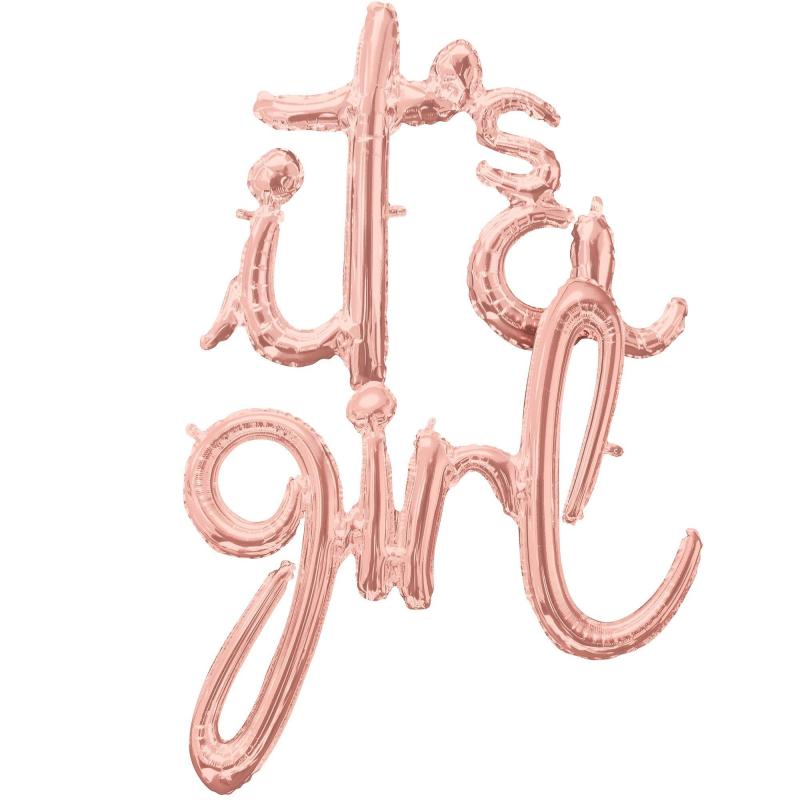 Air-Filled Rose Gold It’S A Girl Cursive Letter Balloon Banners 2Ct  |  Shop by Color Shop by Color Shop by Color