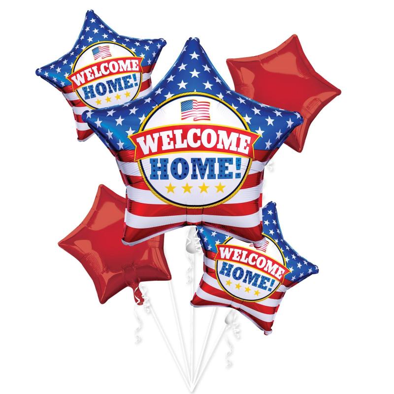 Patriotic Welcome Home Foil Balloon Bouquet, 5Pc  |  Balloon Bouquets Balloon Bouquets Balloon Bouquets