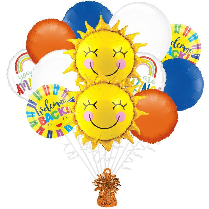 Premium Smiling Sun Welcome Back Foil Balloon Bouquet With Balloon Weight, 13Pc  |  Balloon Bouquets Balloon Bouquets Balloon Bouquets